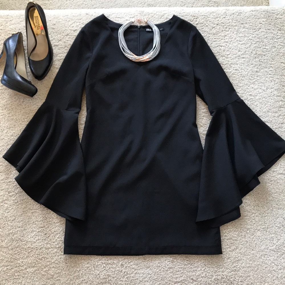 ❤️1 Med❤️Black Bell Sleeve Tunic/Dress - Picture 2 of 6